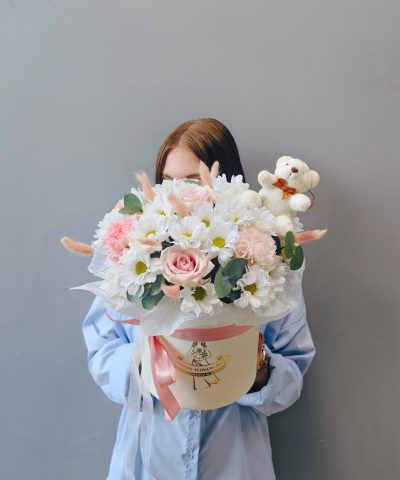Композиция в шляпной коробке "Нежный зверь " 🐻